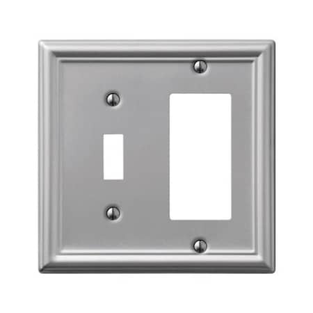 Amerelle Wall Plate, Number of Gangs: 2 gang Stamped Steel, Brushed Nickel Finish, Gray 3500998
